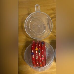 Red Floral Indian Bangle Set